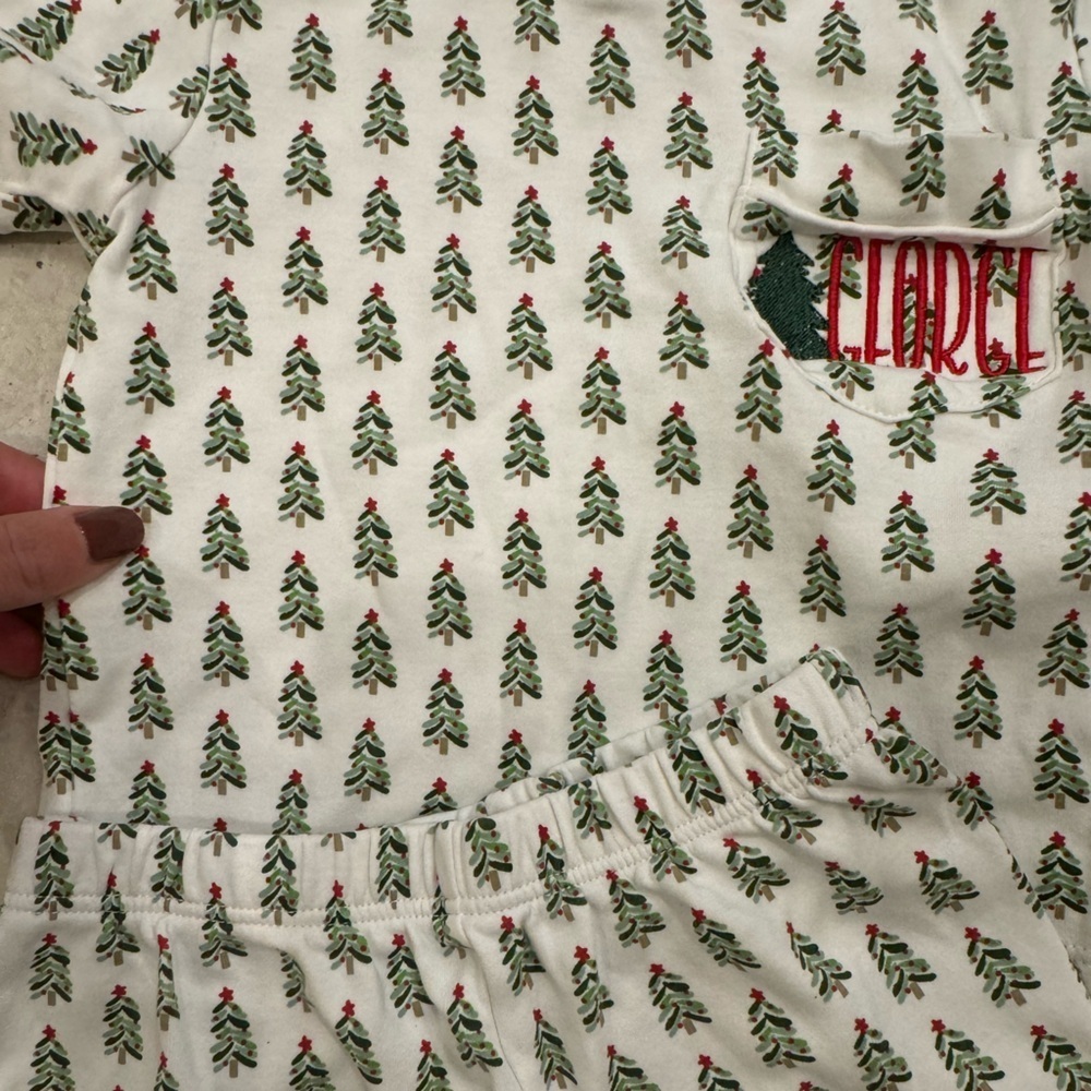 Lila & Hayes Christmas Pajamas Monogramed with “George” - Picture 2 of 5